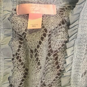 Victoria's Secret Muted Blue Wrap Chiffon Trim Ballet Core Sweater